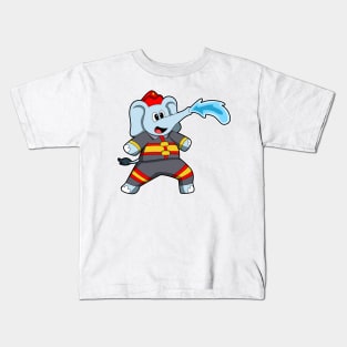 Elephant as Firefighter with Hose Kids T-Shirt